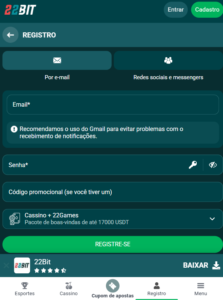 Como se Cadastrar no 22Bit Brasil Passo a Passo
